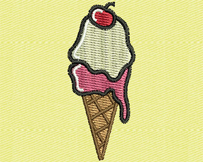 Embroidery Design: Ice Cream with Cherry<br> 0.75w X 1.75h