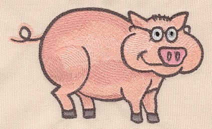 Embroidery Design: Pig large<br> 5.48"w X 3.24"h