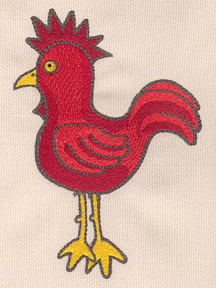 Embroidery Design: Rooster large<br>3.87"w X 5.41"h