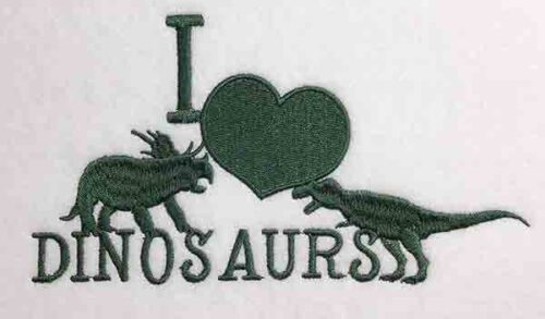Embroidery Design: I Love Dinosaurs Lg<br> 8.13w X 4.54h