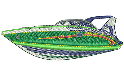 Embroidery Design: Speedboat Lg<br> 4.02w X 1.48h | Embroidery Legacy Embroidery Design: Speedboat Lg<br> 4.02w X 1.48h