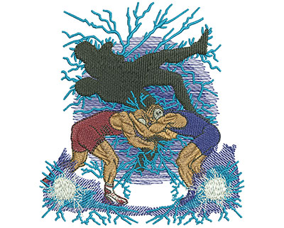 Embroidery Design: Wrestling Silhouette Lg<br> 4.15w X 4.54h