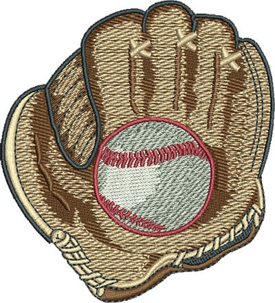 Embroidery Design: Baseball In Mitt Sizes