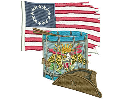 Embroidery Design: Patriot Drum Lg<br> 4.62w X 5.51h