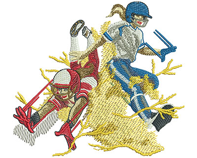 Embroidery Design: Softball Slide Lg<br> 4.49w X 4.07h | Embroidery Legacy Embroidery Design: Softball Slide Lg<br> 4.49w X 4.07h