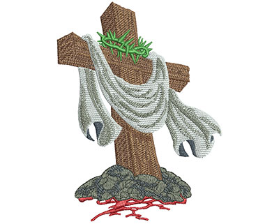 Embroidery Design: Cross With Crown Of Thorns Lg<br> 4.13w X 5.51h