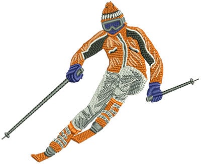 Embroidery Design: Skiing Downhill Lg<br> 4.80w X 3.92h