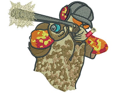 Embroidery Design: Shotgun Pointing L<br> 4.50H X 4.93W