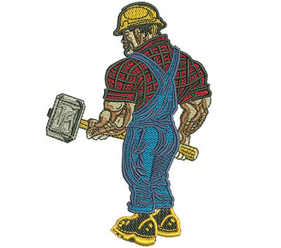 Embroidery Design: Worker With Sledgehammer Lg<br> 2.67w X 4.00h