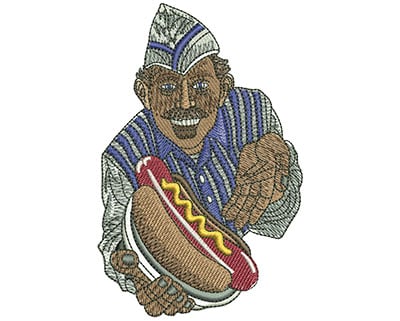Embroidery Design: Hot Dog Vendor Lg<br> 2.93w X 4.5h