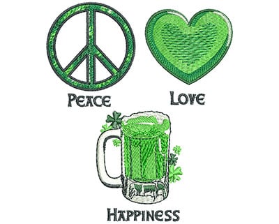 Embroidery Design: Peace Love Happiness Lg<br> 3.82w X 4.51h