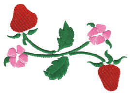 Embroidery Design: Strawberry Floral Ender<br>4.00" x 2.43"