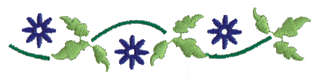 Embroidery Design: Three Flower Ender<br>4.00" x 0.87"