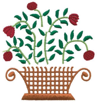 Embroidery Design: Basket of Flowers<br>3.40" x 3.51"