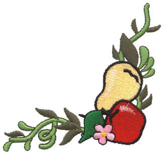Embroidery Design: Fruit Corner<br>3.42" x 3.51"