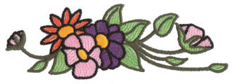 Embroidery Design: Floral Ender<br>4.75" x 1.59"