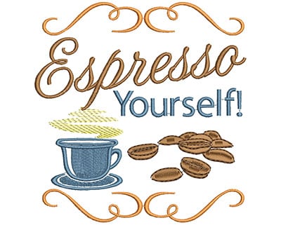 Embroidery Design: Espresso Yourself<br>H=6.81 X W=6.52