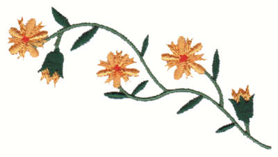 Embroidery Design: Flower Sprig Embellishment<br>3.99" x 2.12"