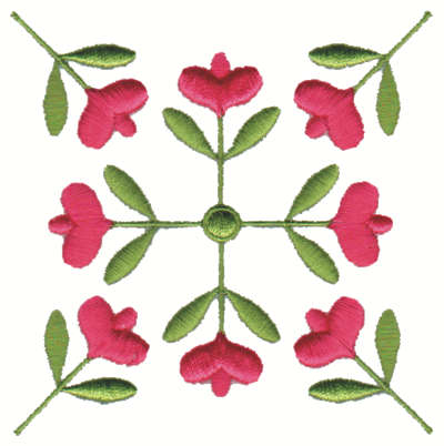 Embroidery Design: Stylized Flower Square<br>2.74" x 3.75"