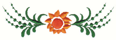 Embroidery Design: Sun Flower Embellishment<br>3.99" x 1.27"