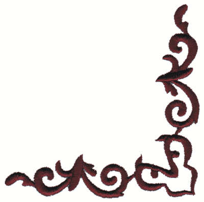 Embroidery Design: Corner Scrollwork Embellishment<br>4.00" x 4.01"