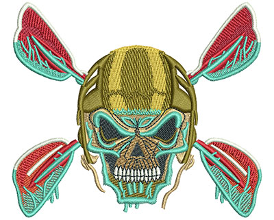 Embroidery Design: Kayak Skull Lg<br> 4.02w X 3.48h