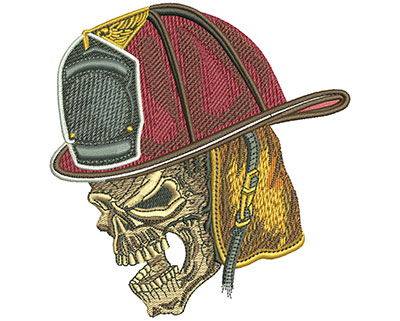 Embroidery Design: Firefighter Skull Lg<br> 4.30w X 4.50h | Embroidery Legacy Embroidery Design: Firefighter Skull Lg<br> 4.30w X 4.50h