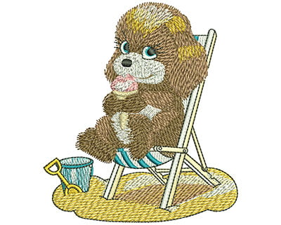 Embroidery Design: Dog With Ice Cream Lg<br> 3.54w X 4.02h