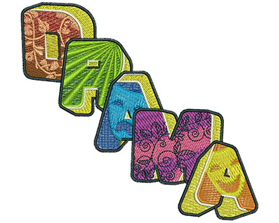 Embroidery Design: Drama Type Lg <br> 4.54w X 4.20h