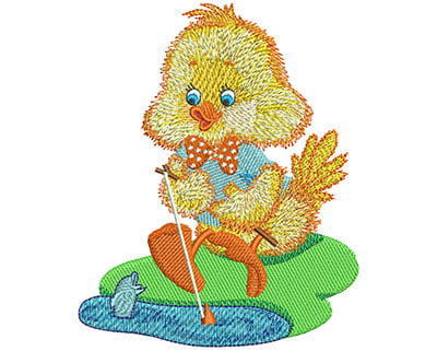 Embroidery Design: Chickie Fishing Lg<br> 3.62w X 4.45h