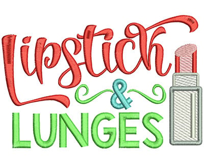Embroidery Design: Lipstick & Lunges Mylar<br> 6.52w X 4.33h