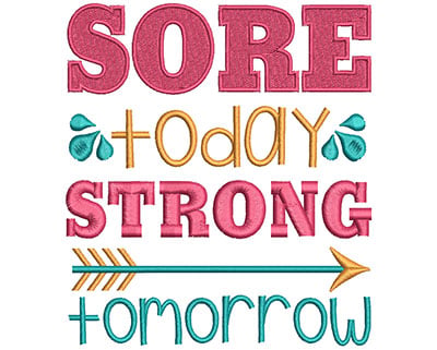 Embroidery Design: Sore Today<br> 4.51w X 5.08h
