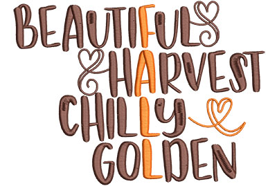 Embroidery Design: Fall Words Lg<br> 7.14w X 5.26h