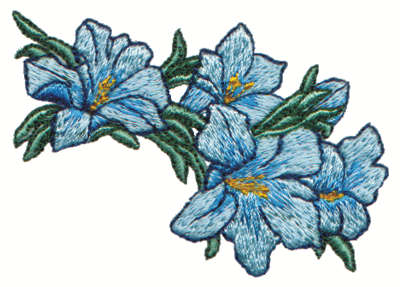 Embroidery Design: Blue Flowers<br>3.00" x 2.02" | Embroidery Legacy Embroidery Design: Blue Flowers<br>3.00" x 2.02"