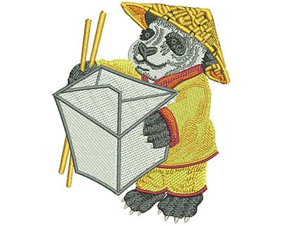 Embroidery Design: Panda Takeout Lg<br> 3.18w X 3.96h