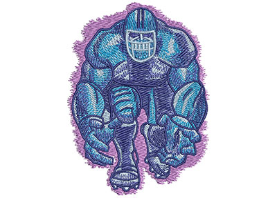 Embroidery Design: Football Player Coming At You Lg<br> 3.13w X 3.99h | Embroidery Legacy Embroidery Design: Football Player Coming At You Lg<br> 3.13w X 3.99h