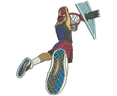 Embroidery Design: Basketball Fire Dunk Lg<br> 3.57w X 3.99h