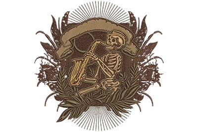 Embroidery Design: Jazz Skeleton Lg<br> 5.97w X 6.14h