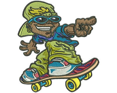 Embroidery Design: Cartoon Skateboarder Lg<br> 3.51w X 4.02h