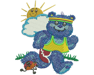 Embroidery Design: Blue Bear Running Lg<br> 3.76w X 4.45h