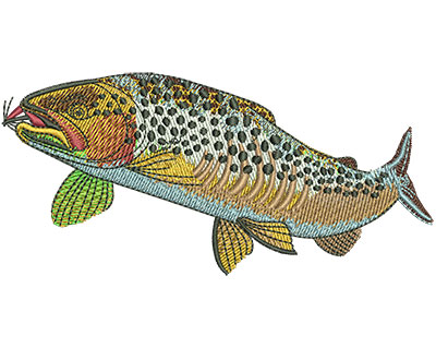Embroidery Design: Brown Trout With Fly Lg<br> 4.48w X 2.12h