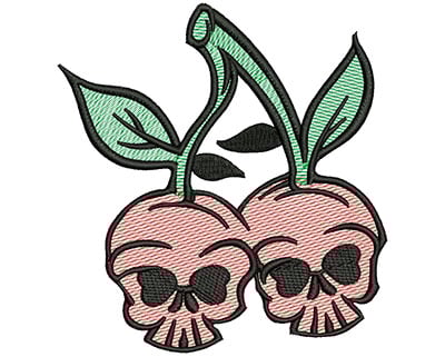Embroidery Design: Cherry Skulls Mylar<br>4.73w x 5.02h