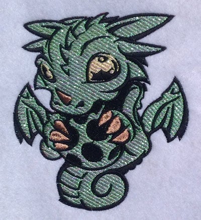 Embroidery Design: Cartoon Dragon Mylar<br> 4.58w X 5.05h