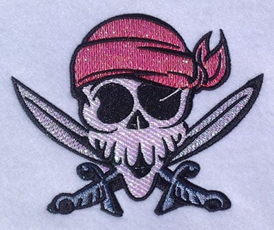 Embroidery Design: Pirate Head Mylar <br> 5.04w X 4.08h