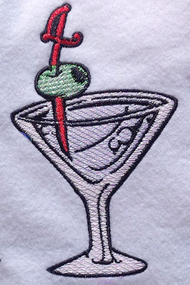 Embroidery Design: Pour Me A Martini Mylar<br> 3.04w X 5.15h | Embroidery Legacy Embroidery Design: Pour Me A Martini Mylar<br> 3.04w X 5.15h