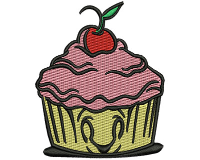 Embroidery Design: Happy Cupcake<br> 2.48w X 3.03h | Embroidery Legacy Embroidery Design: Happy Cupcake<br> 2.48w X 3.03h