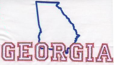 Embroidery Design: Georgia Outline and Name<br>4.39" x 8.02"
