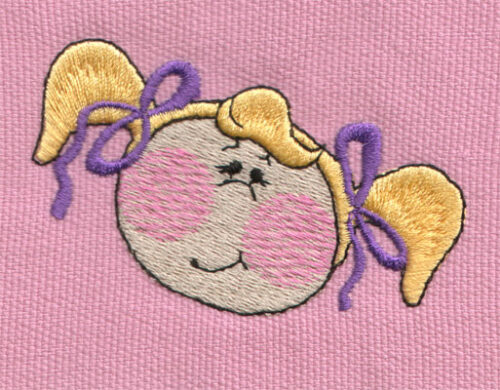 Embroidery Design: Baby Girl Face<br>3.05" x 1.98"