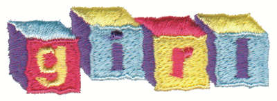 Embroidery Design: Girl Blocks<br>3.00" x 1.00"