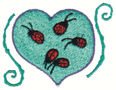 Embroidery Design: Ladybug Heart<br>3.00" x 2.44"